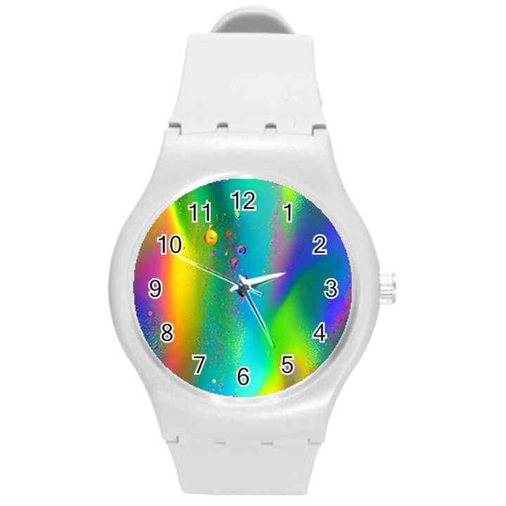 Liquid Shapes - Fluid Arts - Watercolor - Abstract Backgrounds Round Plastic Sport Watch (M)