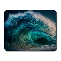 Tsunami Waves Ocean Sea Water Rough Seas Small Mousepad by Pakemis