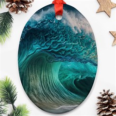 Tsunami Waves Ocean Sea Water Rough Seas Ornament (oval)