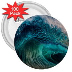 Tsunami Waves Ocean Sea Water Rough Seas 3  Buttons (100 Pack)  by Pakemis