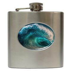 Tsunami Waves Ocean Sea Water Rough Seas Hip Flask (6 Oz) by Pakemis