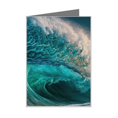 Tsunami Waves Ocean Sea Water Rough Seas Mini Greeting Card by Pakemis