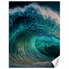 Tsunami Waves Ocean Sea Water Rough Seas Canvas 18  X 24  by Pakemis