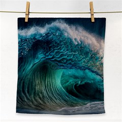 Tsunami Waves Ocean Sea Water Rough Seas Face Towel by Pakemis