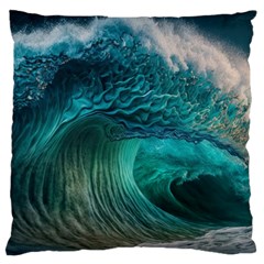 Tsunami Waves Ocean Sea Water Rough Seas Large Cushion Case (one Side) by Pakemis