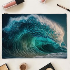 Tsunami Waves Ocean Sea Water Rough Seas Cosmetic Bag (xxl) by Pakemis