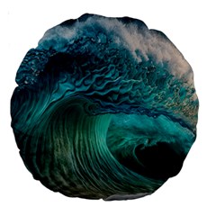 Tsunami Waves Ocean Sea Water Rough Seas Large 18  Premium Round Cushions