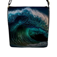 Tsunami Waves Ocean Sea Water Rough Seas Flap Closure Messenger Bag (l) by Pakemis