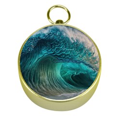 Tsunami Waves Ocean Sea Water Rough Seas Gold Compasses by Pakemis