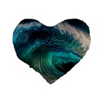 Tsunami Waves Ocean Sea Water Rough Seas Standard 16  Premium Flano Heart Shape Cushions Back