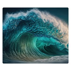 Tsunami Waves Ocean Sea Water Rough Seas Premium Plush Fleece Blanket (small) by Pakemis