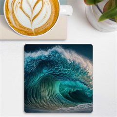 Tsunami Waves Ocean Sea Water Rough Seas Uv Print Square Tile Coaster  by Pakemis