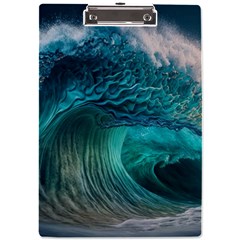 Tsunami Waves Ocean Sea Water Rough Seas A4 Acrylic Clipboard by Pakemis