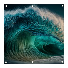 Tsunami Waves Ocean Sea Water Rough Seas Banner And Sign 3  X 3  by Pakemis