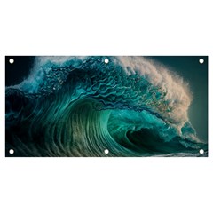 Tsunami Waves Ocean Sea Water Rough Seas Banner And Sign 4  X 2  by Pakemis