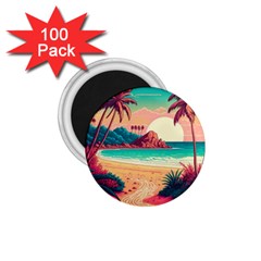 Palm Trees Tropical Ocean Sunset Sunrise Landscape 1 75  Magnets (100 Pack)  by Pakemis