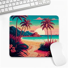 Palm Trees Tropical Ocean Sunset Sunrise Landscape Large Mousepad by Pakemis