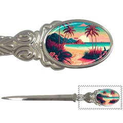 Palm Trees Tropical Ocean Sunset Sunrise Landscape Letter Opener by Pakemis