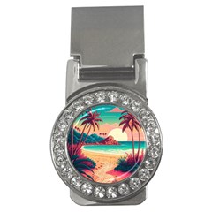 Palm Trees Tropical Ocean Sunset Sunrise Landscape Money Clips (cz)  by Pakemis