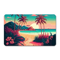 Palm Trees Tropical Ocean Sunset Sunrise Landscape Magnet (rectangular) by Pakemis