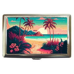 Palm Trees Tropical Ocean Sunset Sunrise Landscape Cigarette Money Case by Pakemis