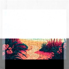 Palm Trees Tropical Ocean Sunset Sunrise Landscape Rectangular Jigsaw Puzzl by Pakemis