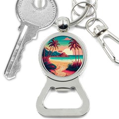 Palm Trees Tropical Ocean Sunset Sunrise Landscape Bottle Opener Key Chain by Pakemis