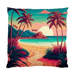 Palm Trees Tropical Ocean Sunset Sunrise Landscape Standard Cushion Case (one Side) by Pakemis