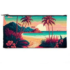 Palm Trees Tropical Ocean Sunset Sunrise Landscape Pencil Case by Pakemis