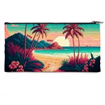 Palm Trees Tropical Ocean Sunset Sunrise Landscape Pencil Case Back