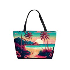 Palm Trees Tropical Ocean Sunset Sunrise Landscape Classic Shoulder Handbag by Pakemis