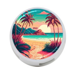 Palm Trees Tropical Ocean Sunset Sunrise Landscape 4-port Usb Hub (one Side) by Pakemis