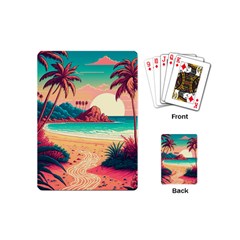 Palm Trees Tropical Ocean Sunset Sunrise Landscape Playing Cards Single Design (mini)