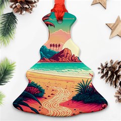 Palm Trees Tropical Ocean Sunset Sunrise Landscape Ornament (christmas Tree) 