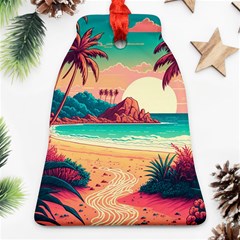 Palm Trees Tropical Ocean Sunset Sunrise Landscape Ornament (bell)