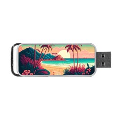 Palm Trees Tropical Ocean Sunset Sunrise Landscape Portable Usb Flash (two Sides) by Pakemis