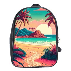 Palm Trees Tropical Ocean Sunset Sunrise Landscape School Bag (xl)