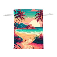 Palm Trees Tropical Ocean Sunset Sunrise Landscape Lightweight Drawstring Pouch (l)