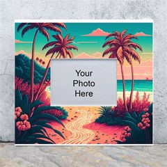 Palm Trees Tropical Ocean Sunset Sunrise Landscape White Wall Photo Frame 5  X 7  by Pakemis