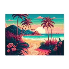 Palm Trees Tropical Ocean Sunset Sunrise Landscape Crystal Sticker (a4)