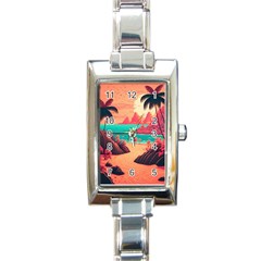 Tropical Beach Sea Jungle Ocean Landscape Rectangle Italian Charm Watch