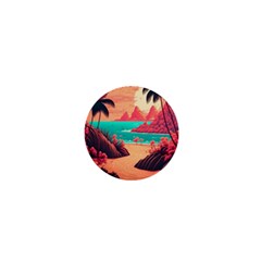 Tropical Beach Sea Jungle Ocean Landscape 1  Mini Buttons