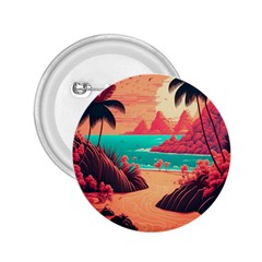 Tropical Beach Sea Jungle Ocean Landscape 2.25  Buttons