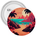 Tropical Beach Sea Jungle Ocean Landscape 3  Buttons Front