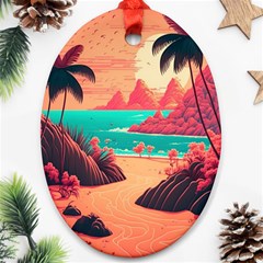 Tropical Beach Sea Jungle Ocean Landscape Ornament (oval)