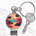 Tropical Beach Sea Jungle Ocean Landscape Nail Clippers Key Chain Front