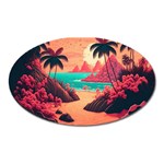 Tropical Beach Sea Jungle Ocean Landscape Oval Magnet Front