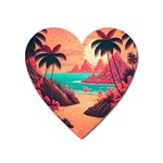 Tropical Beach Sea Jungle Ocean Landscape Heart Magnet Front