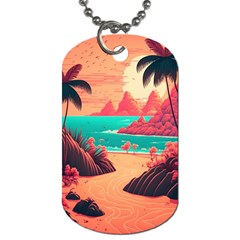 Tropical Beach Sea Jungle Ocean Landscape Dog Tag (One Side)