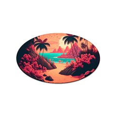 Tropical Beach Sea Jungle Ocean Landscape Sticker Oval (100 pack)